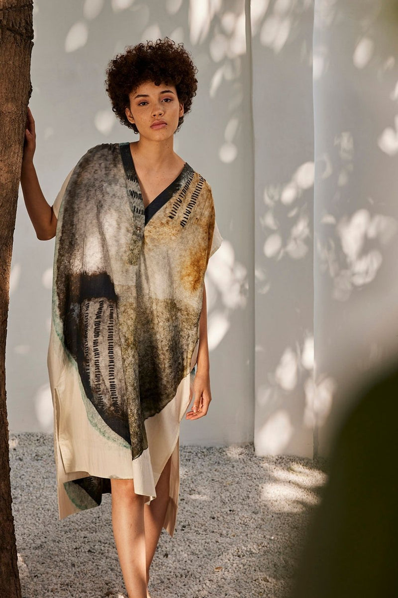 Celestial tales kaftan dress Lounge Wear by Khara Kapas in white for women in Singapore