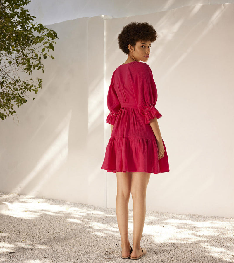 First love wrap dress Dress by Khara Kapas in pink for women in Singapore