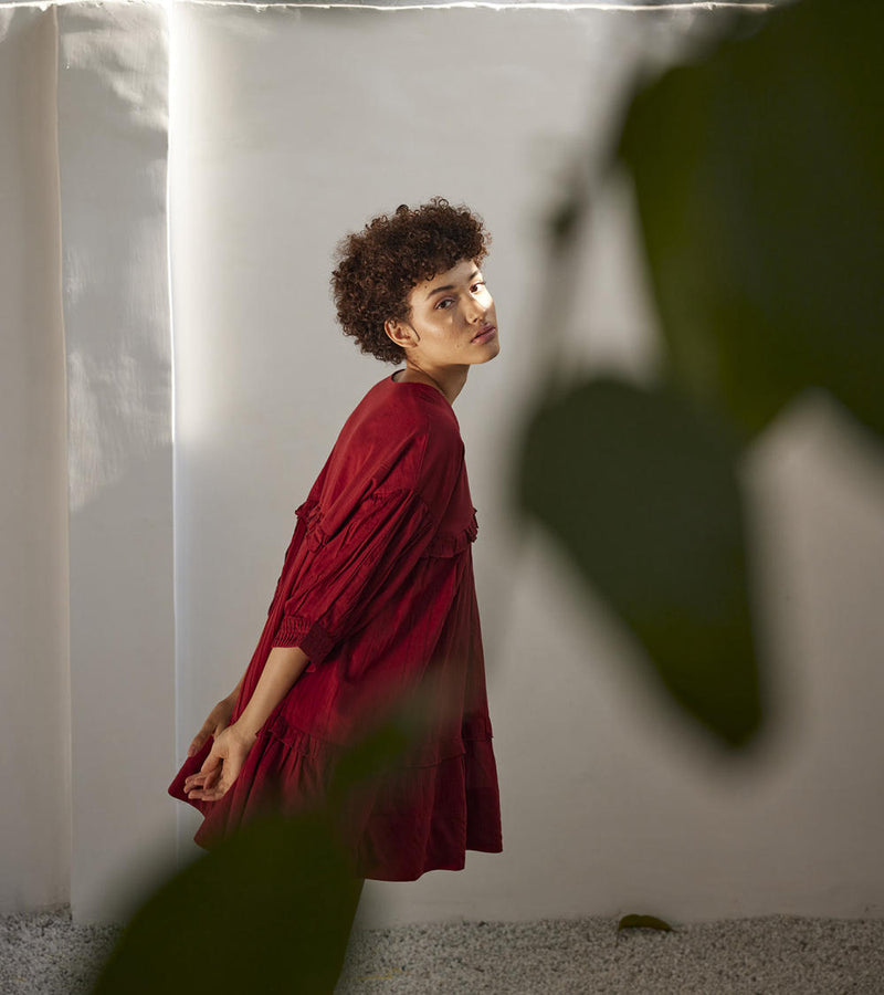 Crimson love dress Dress by Khara Kapas in red for women in Singapore