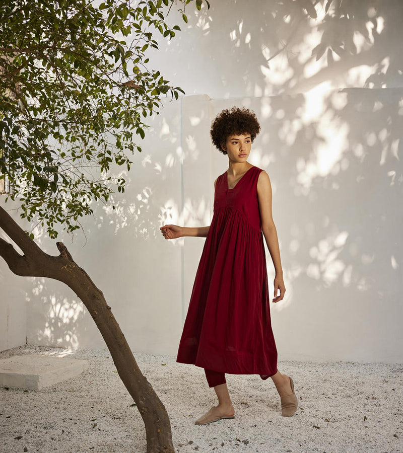 Scarlet co-ord set Dress by Khara Kapas in red for women in Singapore