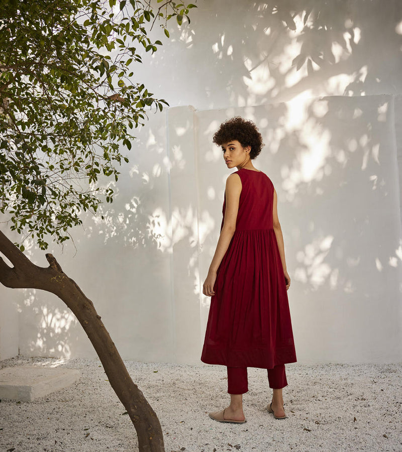 Scarlet co-ord set Dress by Khara Kapas in red for women in Singapore