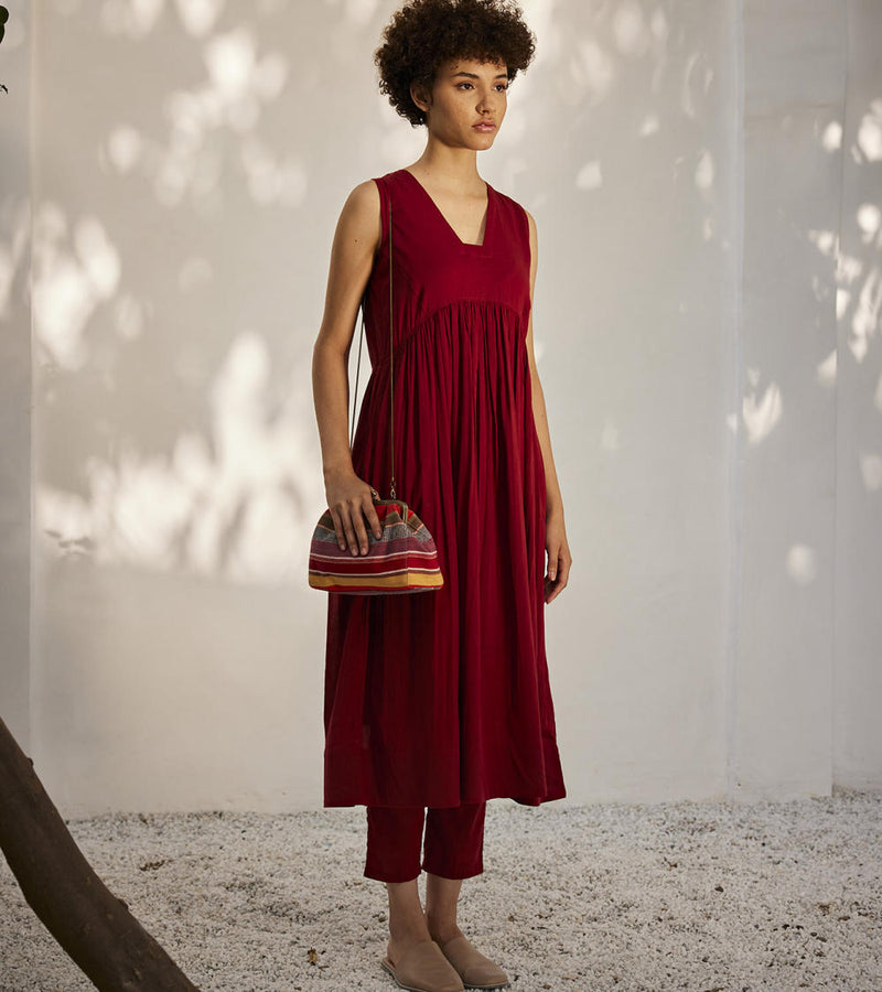 Scarlet co-ord set Dress by Khara Kapas in red for women in Singapore