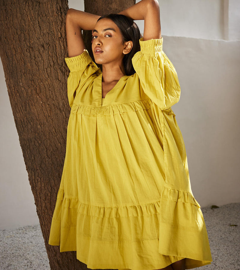 Marigold dress Dress by Khara Kapas in yellow for women in Singapore