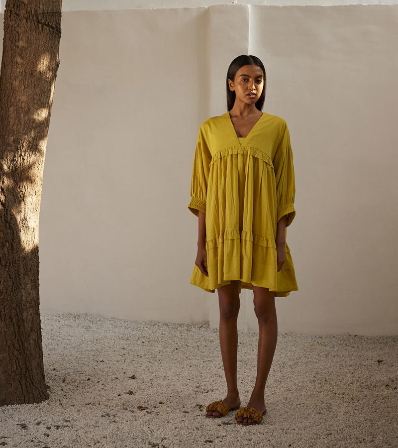 Marigold dress Dress by Khara Kapas in yellow for women in Singapore