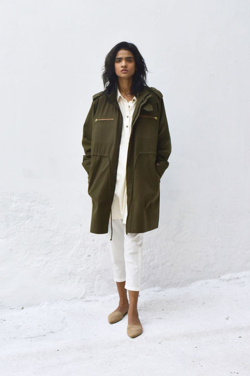 Olive Parka Jacket Jackets & Overlays by Khara Kapas for women in Singapore