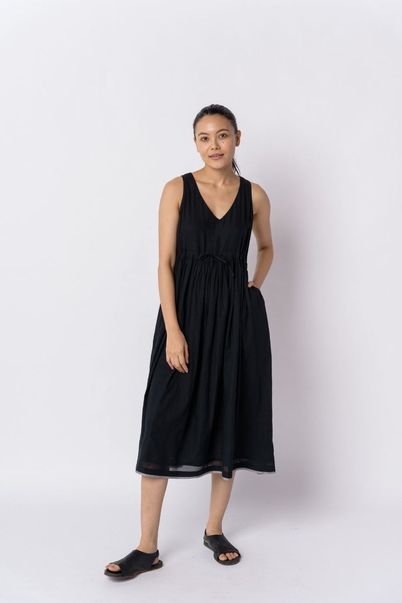Black front tie - up dress - Black Dress by World of Crow in black color for women in Singapore