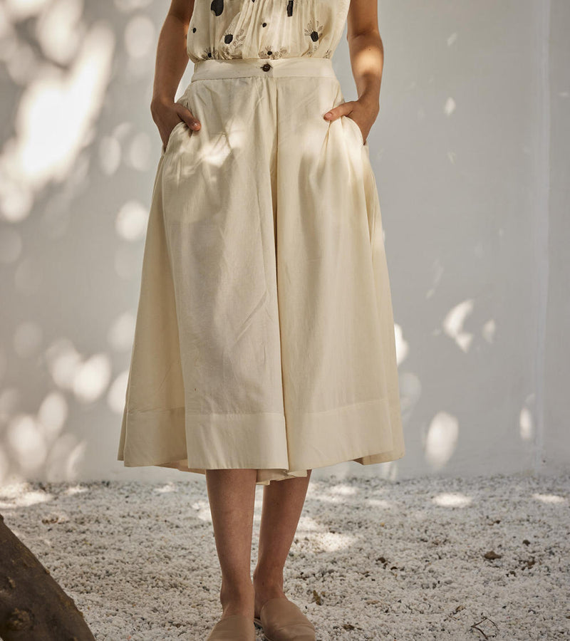 Sweet mist culottes Bottoms by Khara Kapas in white for women in Singapore