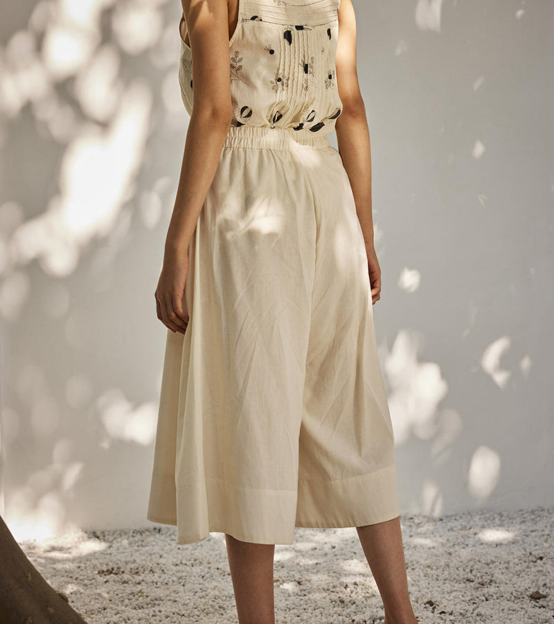 Sweet mist culottes Bottoms by Khara Kapas in white for women in Singapore