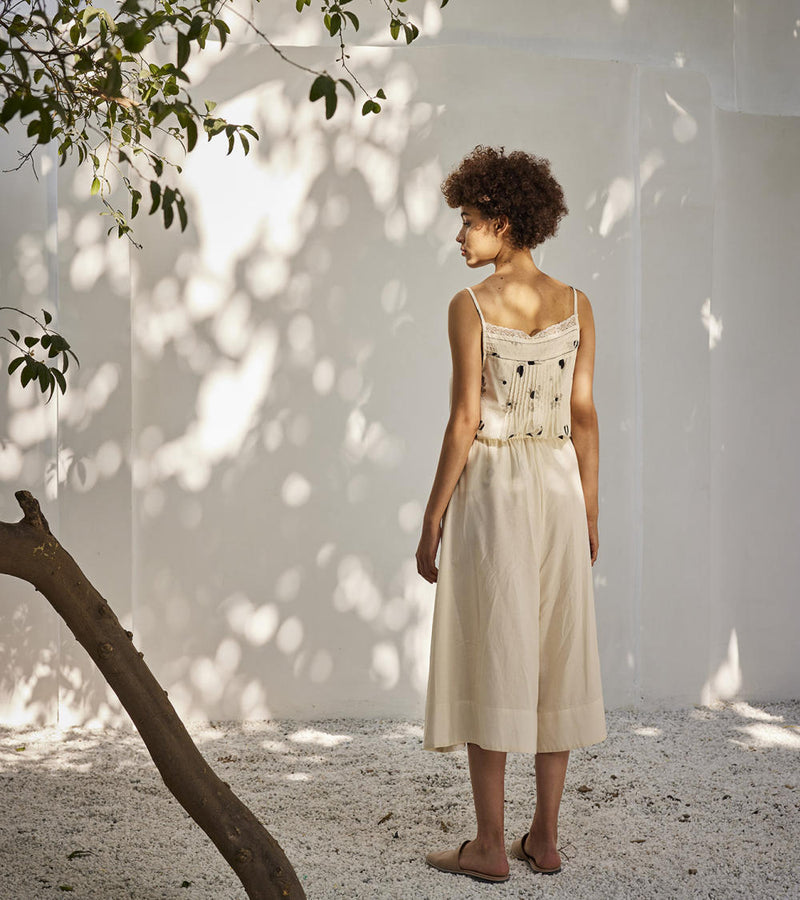 Sweet mist culottes Bottoms by Khara Kapas in white for women in Singapore