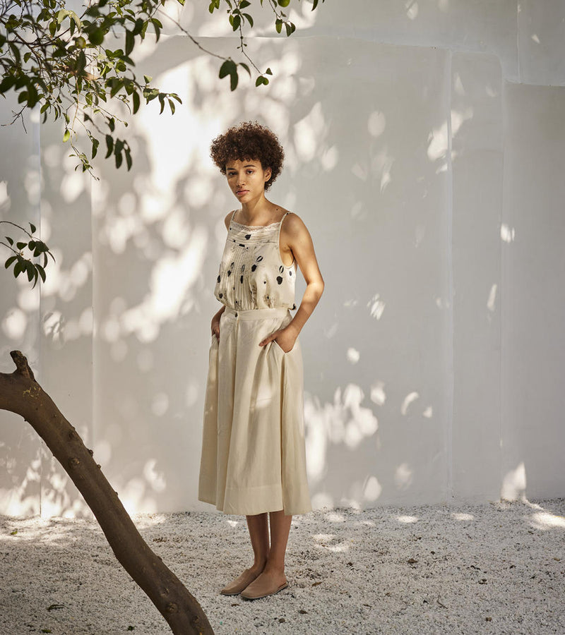 Sweet mist culottes Bottoms by Khara Kapas in white for women in Singapore