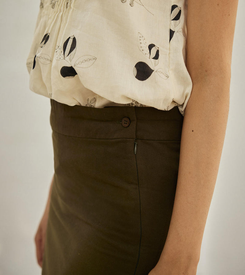 Olive pencil skirt Skirts by Khara Kapas in green for women in Singapore