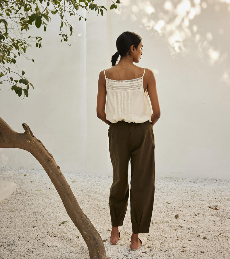 Eggshell lace blouse Top & Tunics by Khara Kapas in white for women in Singapore