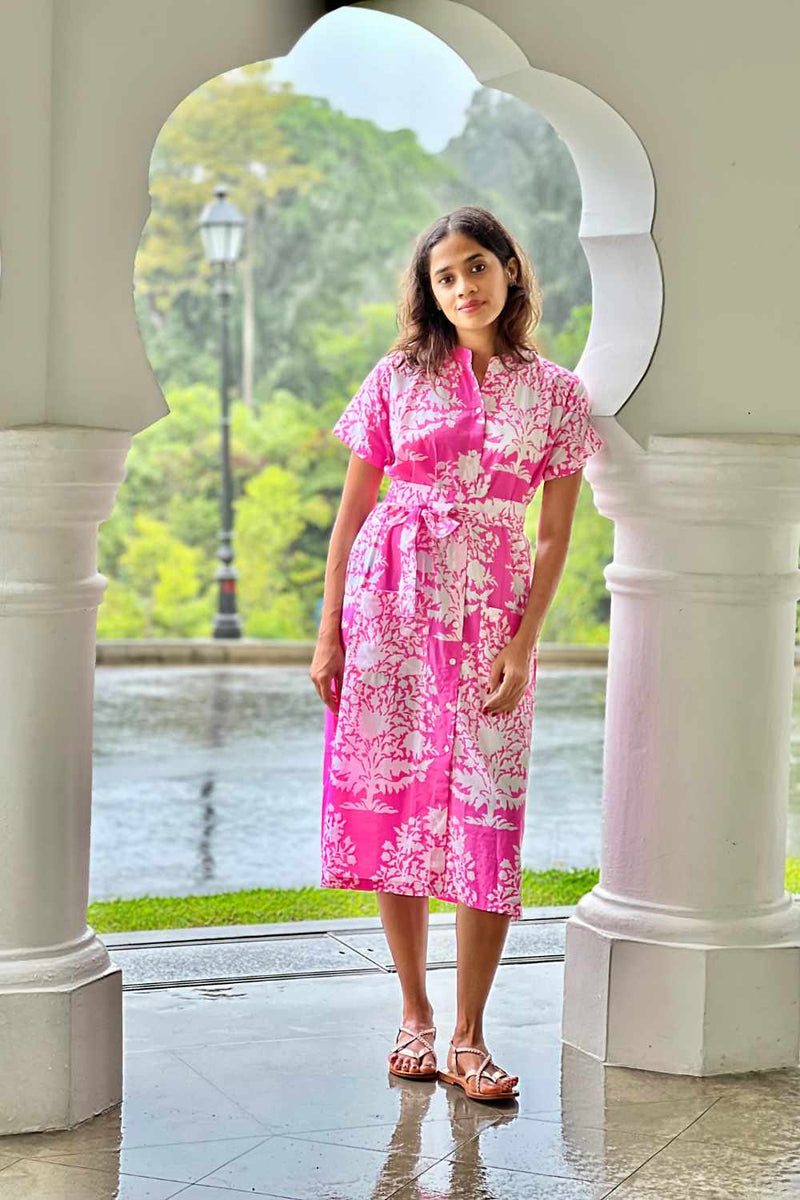 FUSCHIA PRINT DRESS Dress by TOKREE for women in Singapore