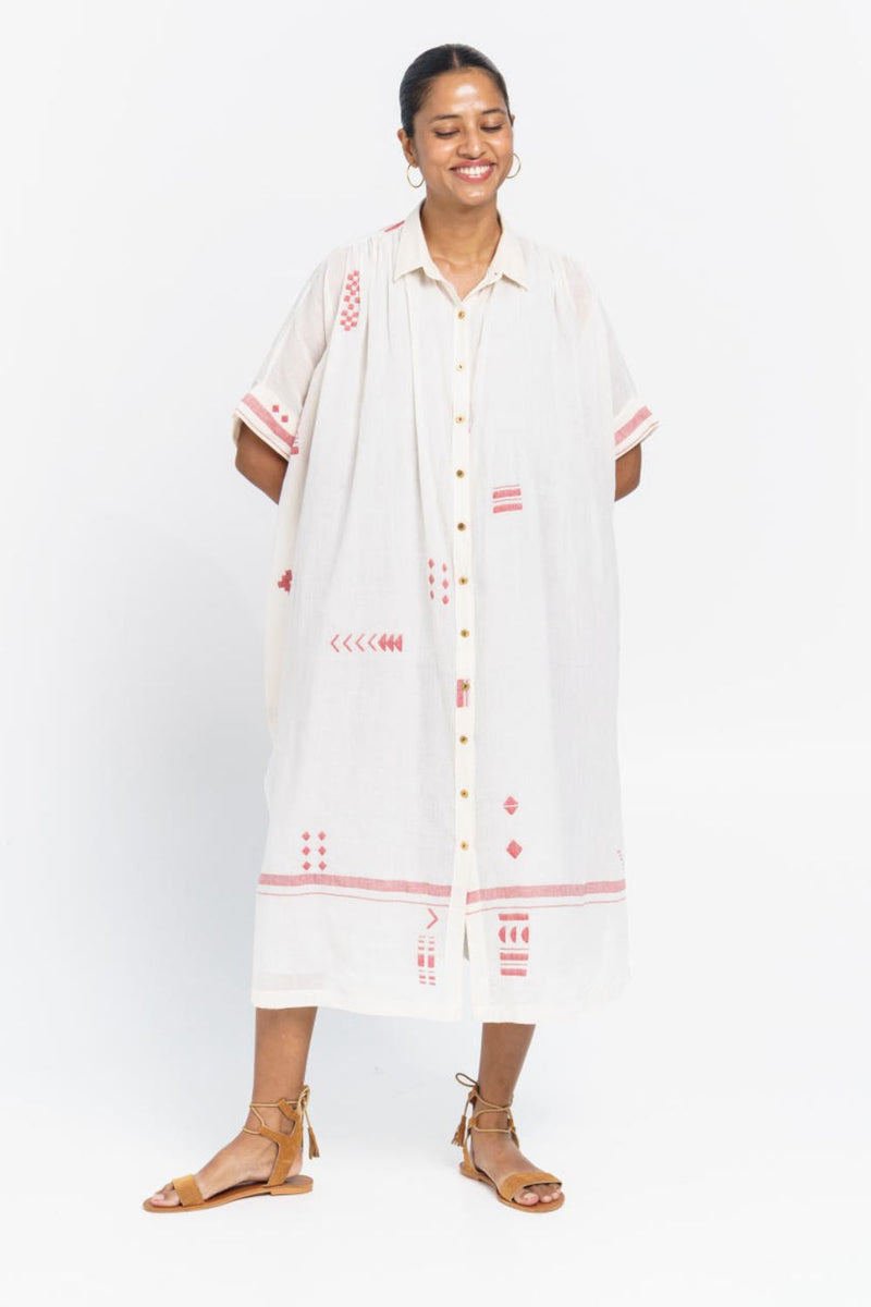 Oversized long shirt dress Dress by World of Crow in white color for women in Singapore