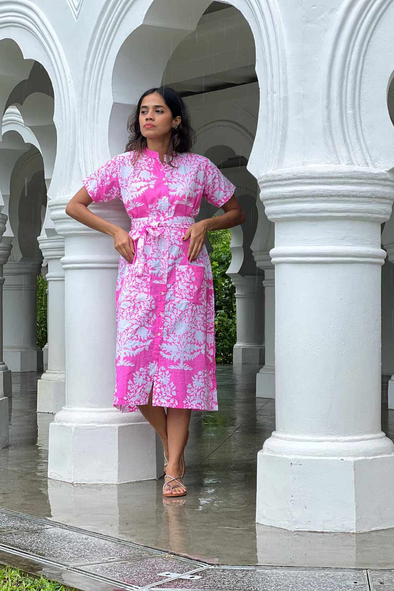 FUSCHIA PRINT DRESS Dress by TOKREE for women in Singapore
