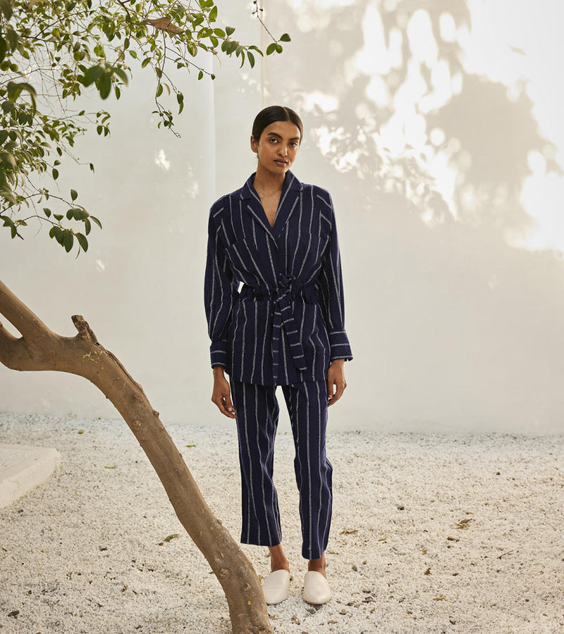 Talk to me co-ord set Co-ord Set by Khara Kapas in blue for women in Singapore