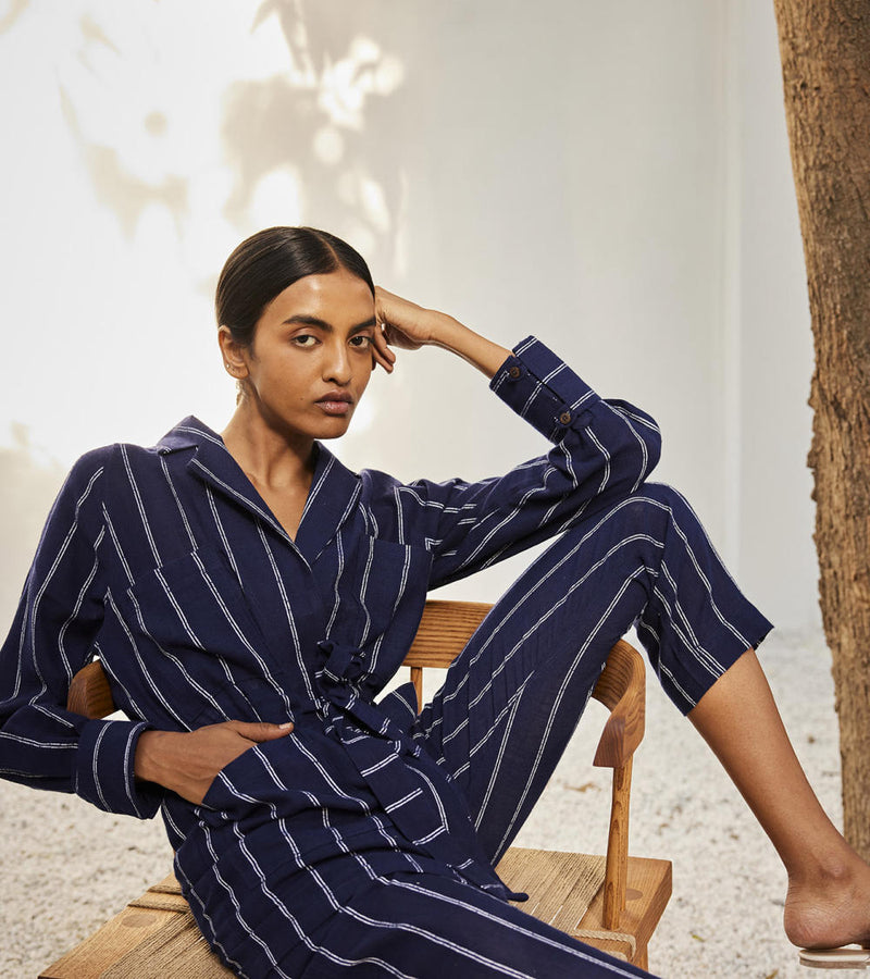 Talk to me co-ord set Co-ord Set by Khara Kapas in blue for women in Singapore