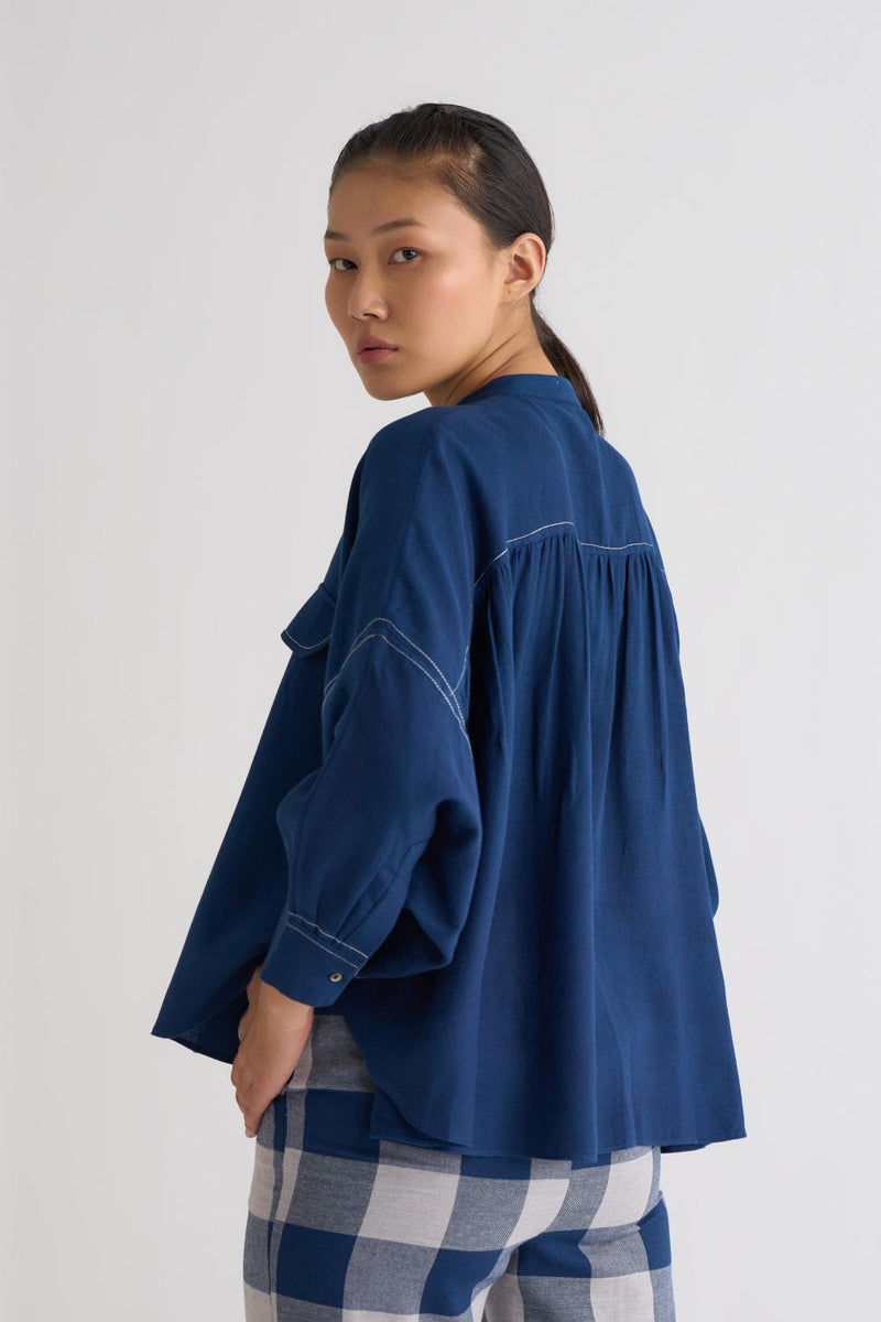 Bat Sleeve Top Co-ord - Navy Co-ord Set,Bottoms,Top & Tunics by THREE for women in Singapore