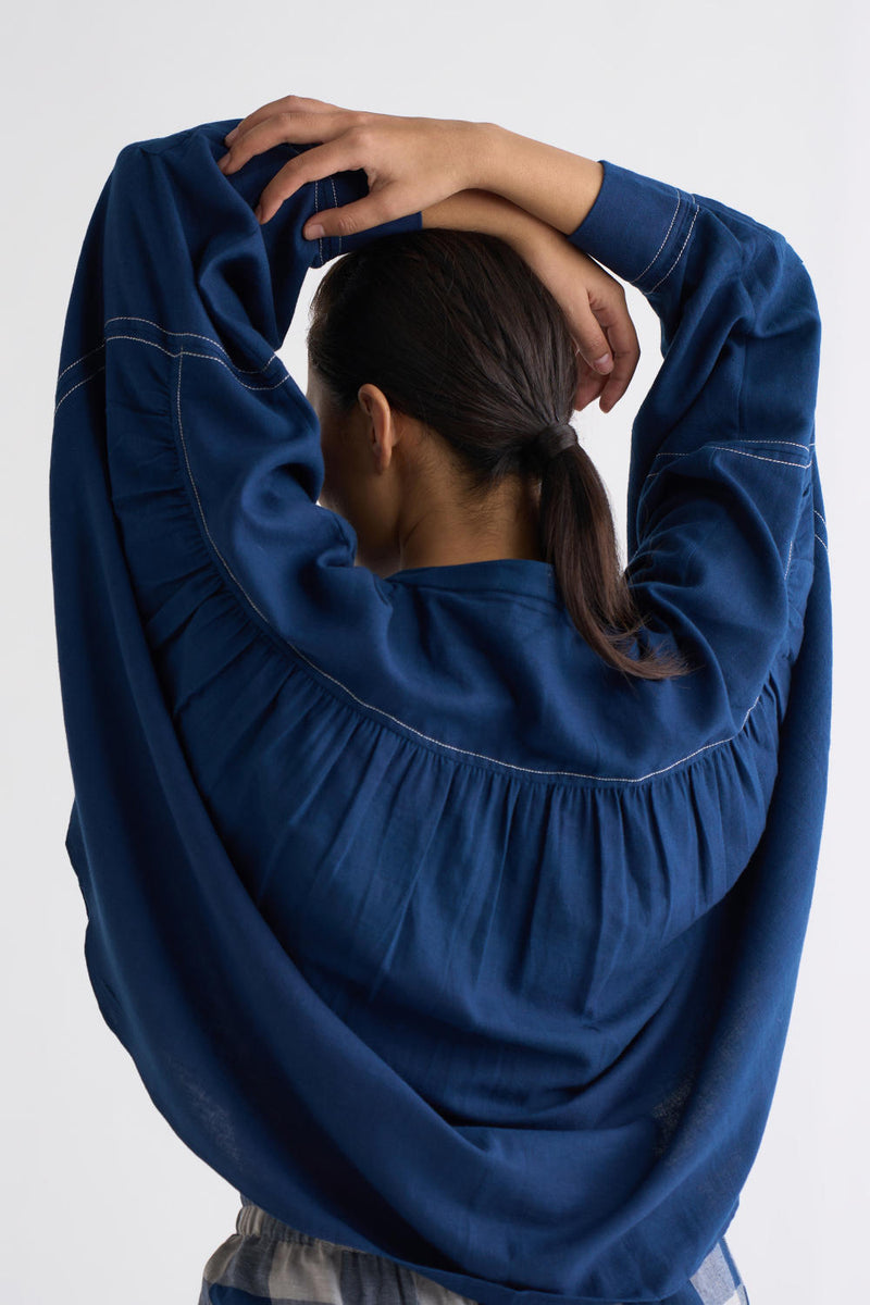 Bat Sleeve Top Co-ord - Navy Co-ord Set,Bottoms,Top & Tunics by THREE for women in Singapore