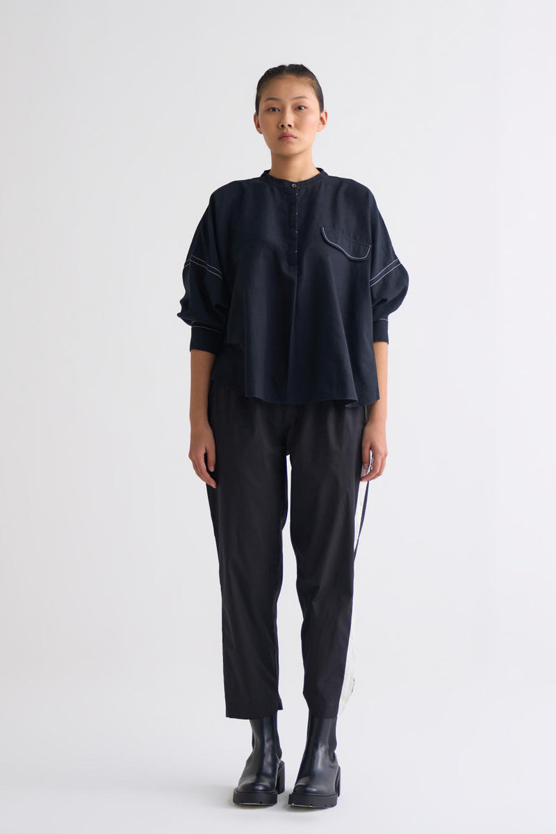 Bat Sleeve Top Co ord - Black Co-ord Set,Top & Tunics by THREE in black color for women in Singapore