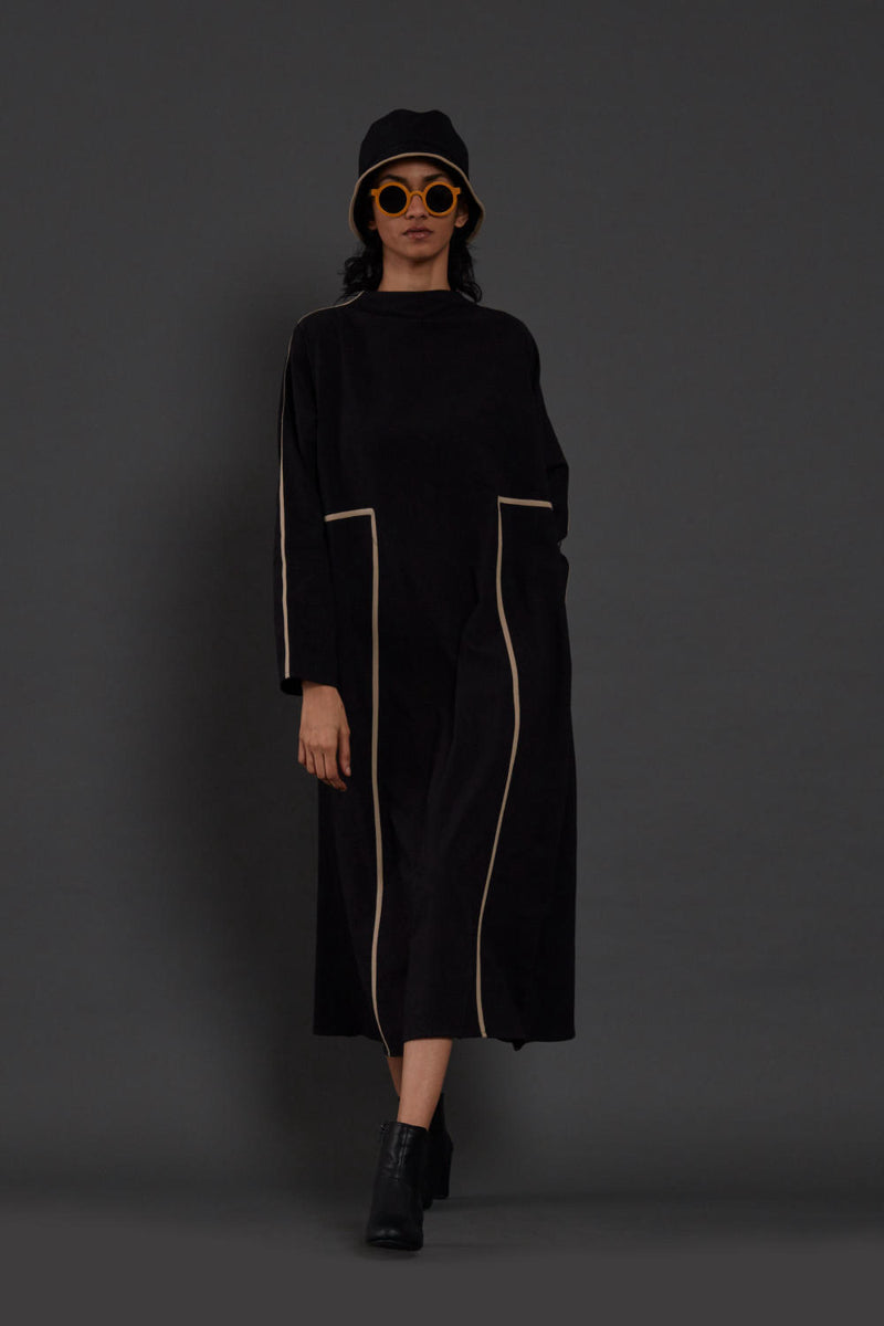 Black Piping Dress Dress by Mati in black color for women in Singapore
