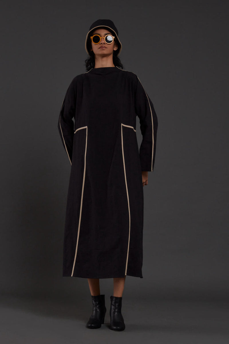 Black Piping Dress Dress by Mati in black color for women in Singapore