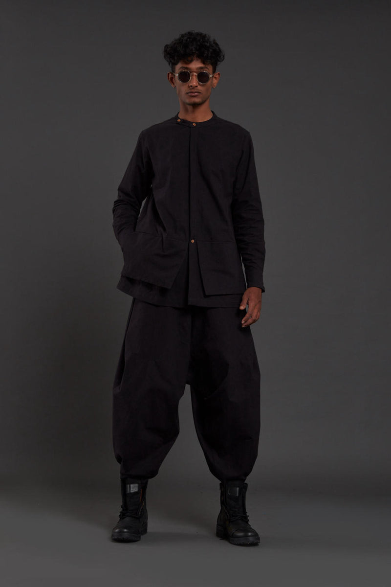 Black Pocket Baggy Set Co-ord Set by Mati Men for men in Singapore