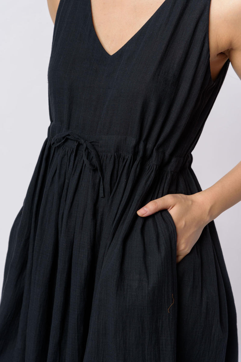 Black front tie - up dress - Black Dress by World of Crow in black color for women in Singapore