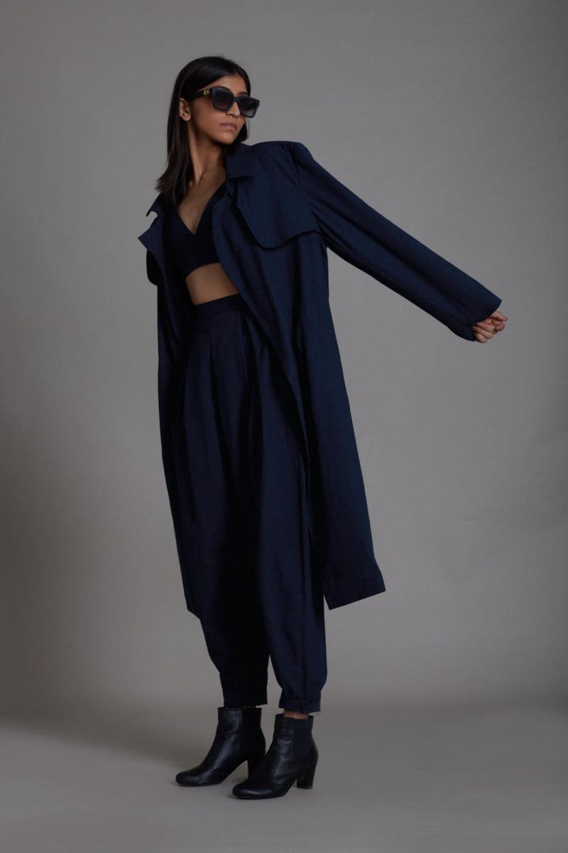 Navy Blue Milestone Set Co-ord Set,Jackets & Overlays by Mati for women in Singapore