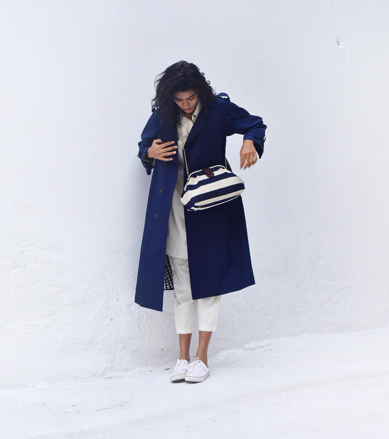Blue Sage Trench Coat Jackets & Overlays by Khara Kapas for women in Singapore