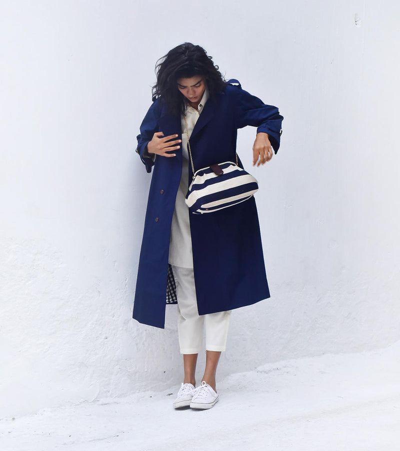 Blue Sage Trench Coat Jackets & Overlays by Khara Kapas for women in Singapore