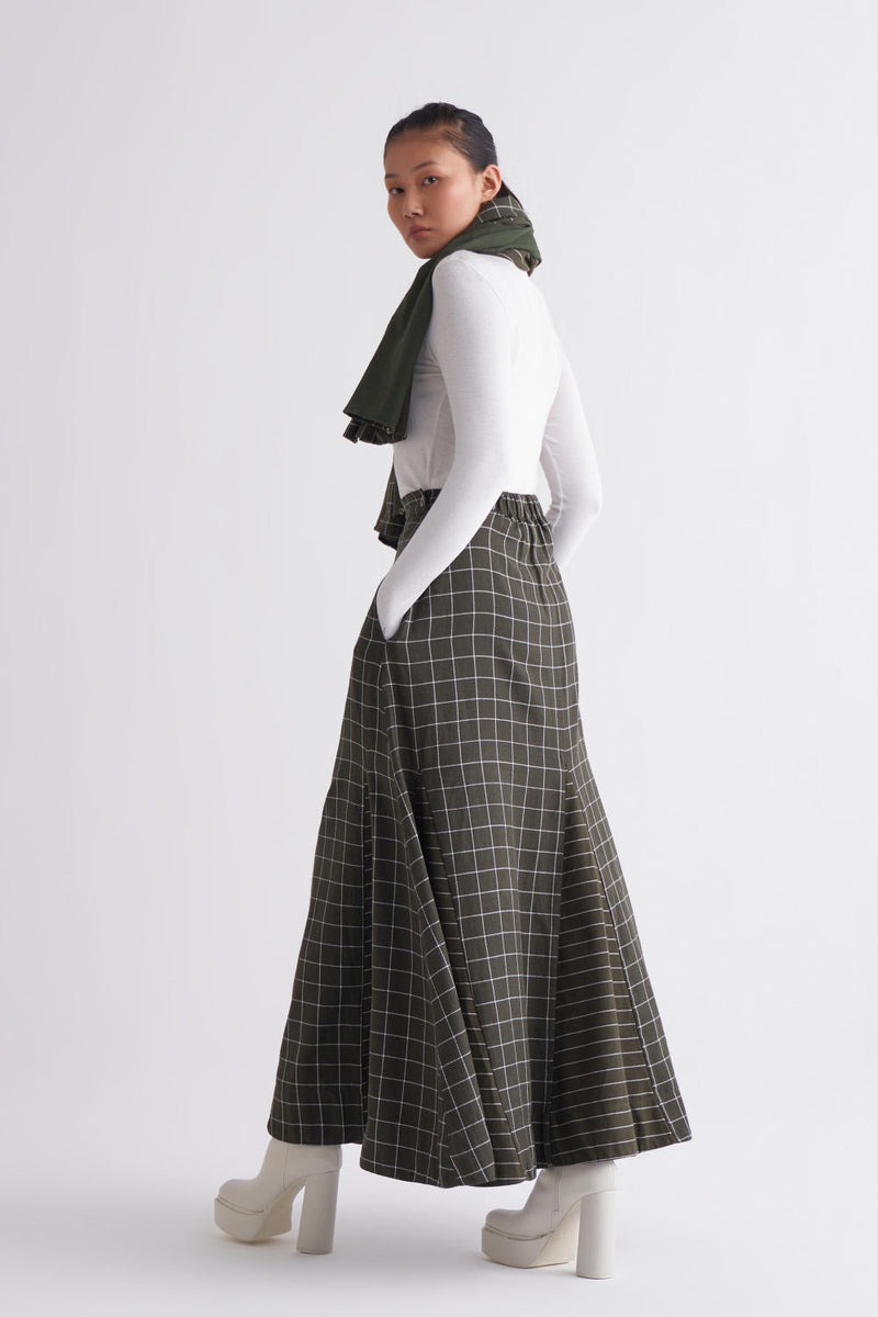Circular Skirt Co-ord - Olive Co-ord Set,Skirts by THREE for women in Singapore