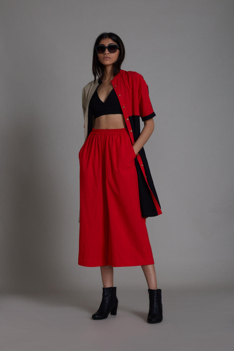 Colour Block Set (3 PCS) Co-ord Set by Mati in red color for women in Singapore