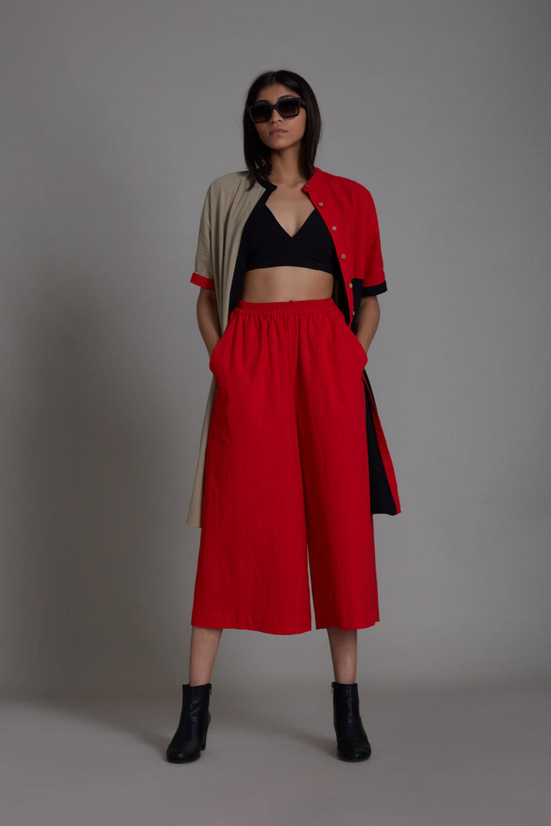 Colour Block Set (3 PCS) Co-ord Set by Mati in red color for women in Singapore