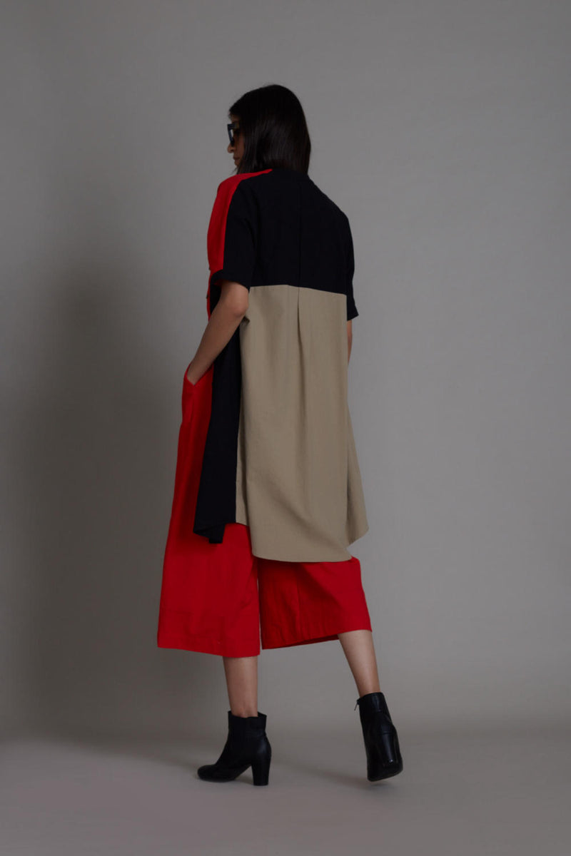 Colour Block Set (3 PCS) Co-ord Set by Mati in red color for women in Singapore