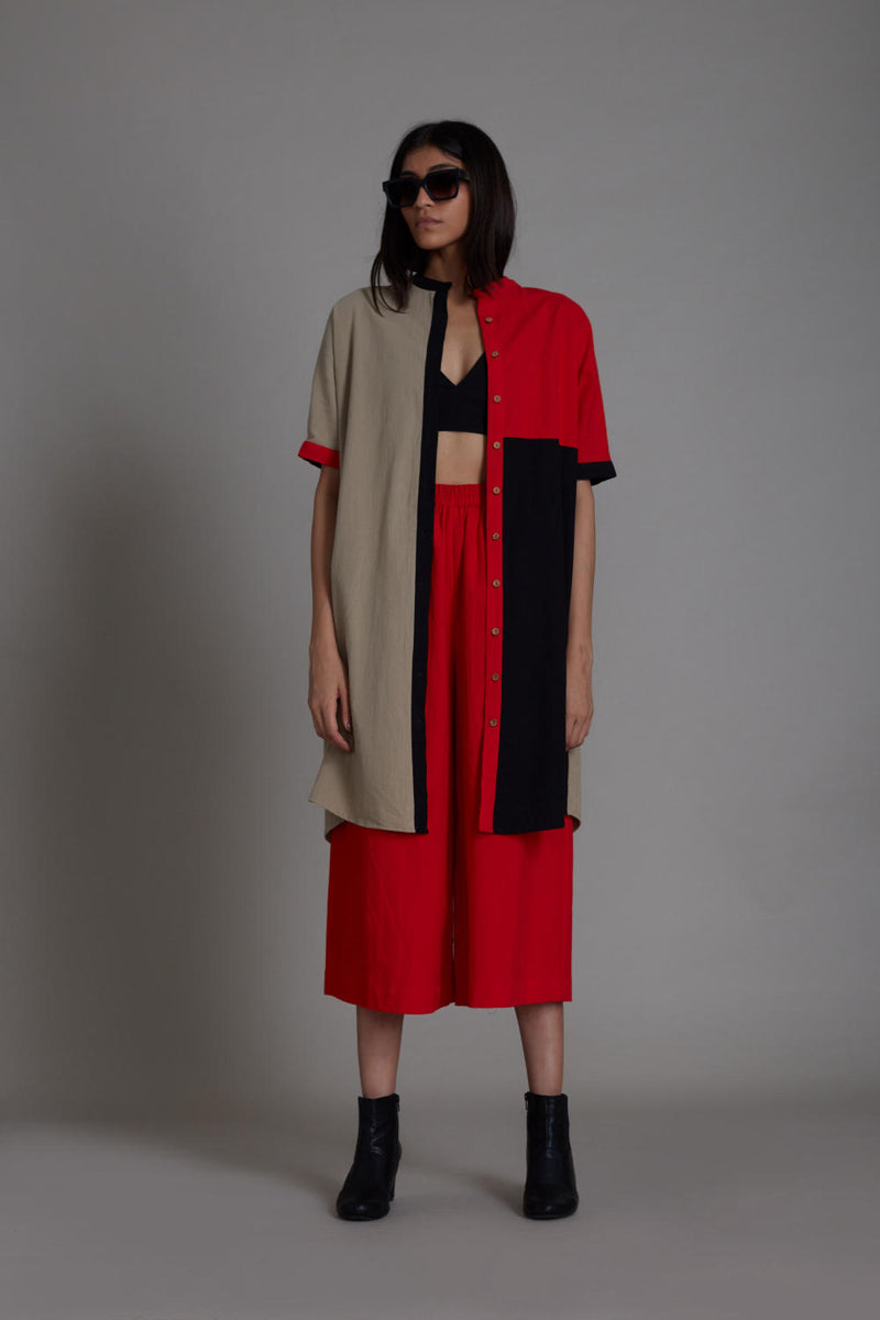Colour Block Set (3 PCS) Co-ord Set by Mati in red color for women in Singapore