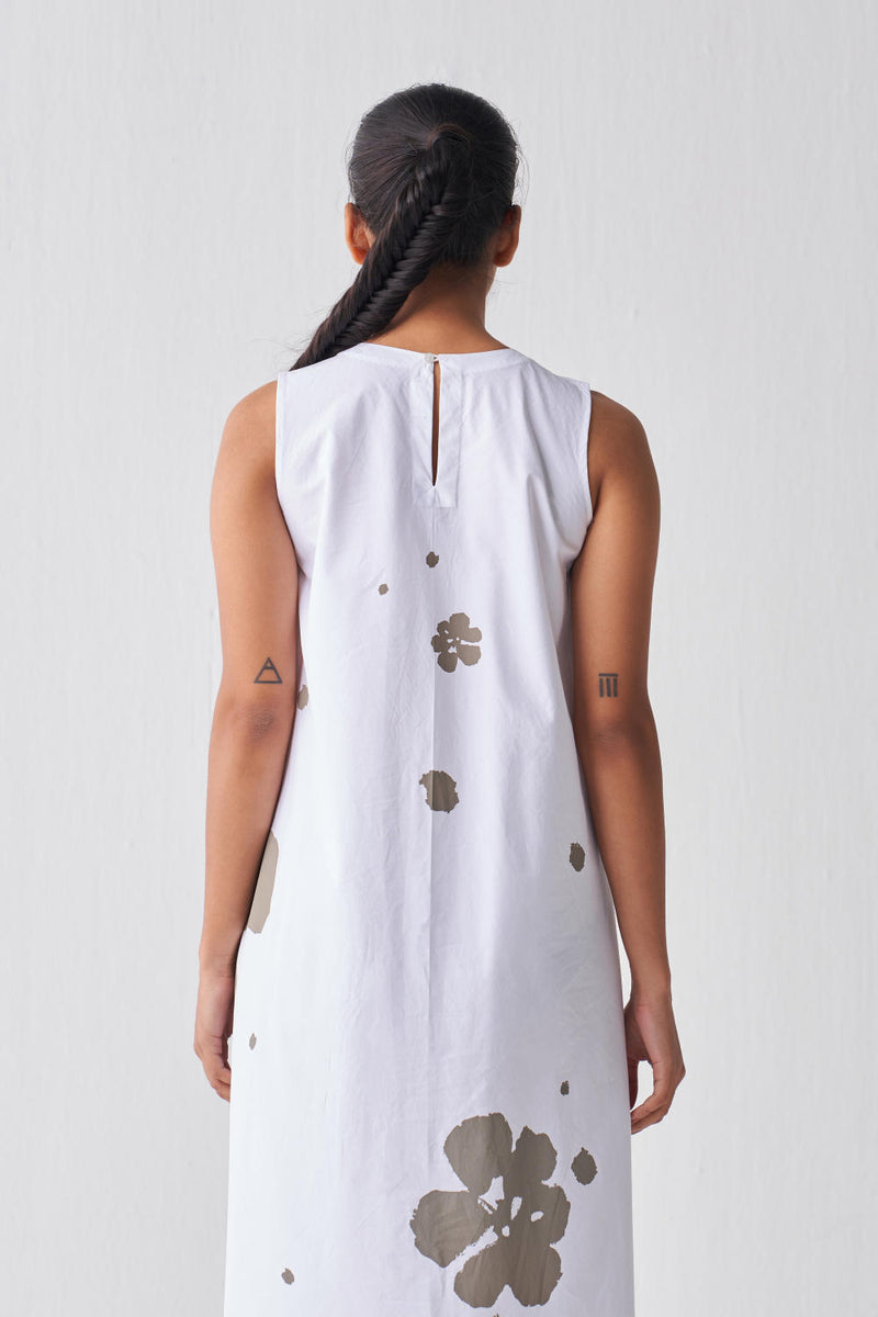 SLEEVELESS ASYMMETRIC DRESS Dress by THREE in white color for women in Singapore