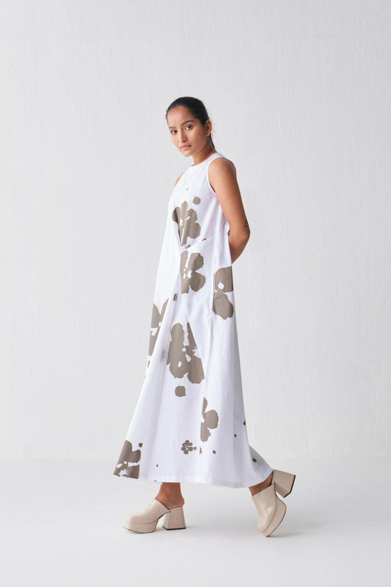 SLEEVELESS ASYMMETRIC DRESS Dress by THREE in white color for women in Singapore