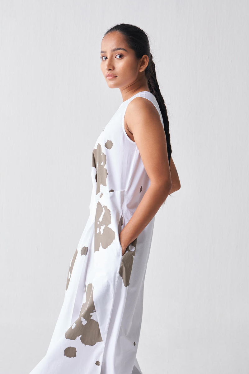 SLEEVELESS ASYMMETRIC DRESS Dress by THREE in white color for women in Singapore