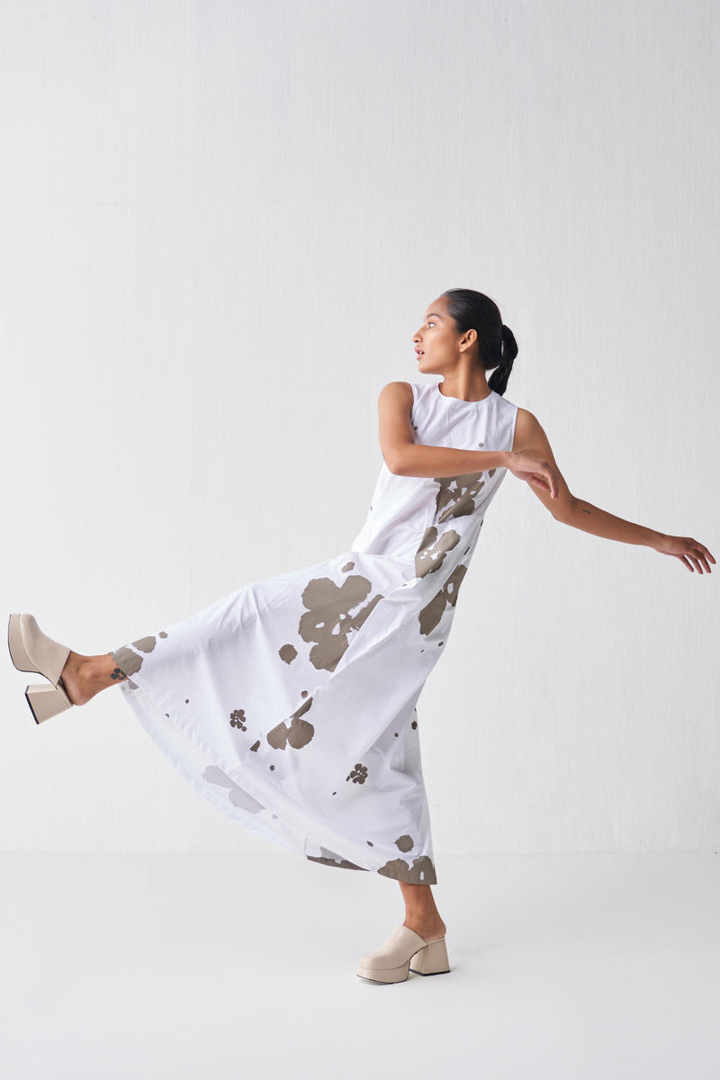 SLEEVELESS ASYMMETRIC DRESS Dress by THREE in white color for women in Singapore