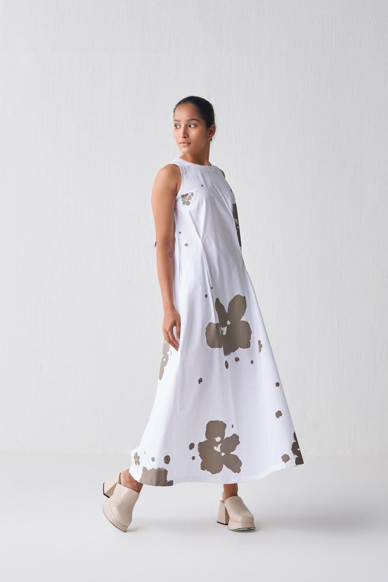 SLEEVELESS ASYMMETRIC DRESS Dress by THREE in white color for women in Singapore