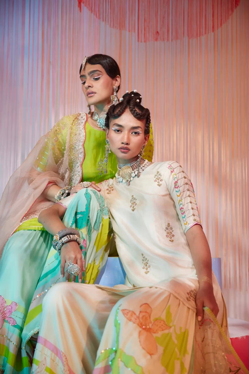 IVORY ORCHID GHARARA SET Kurta Sets by Rajiramniq for women in Singapore