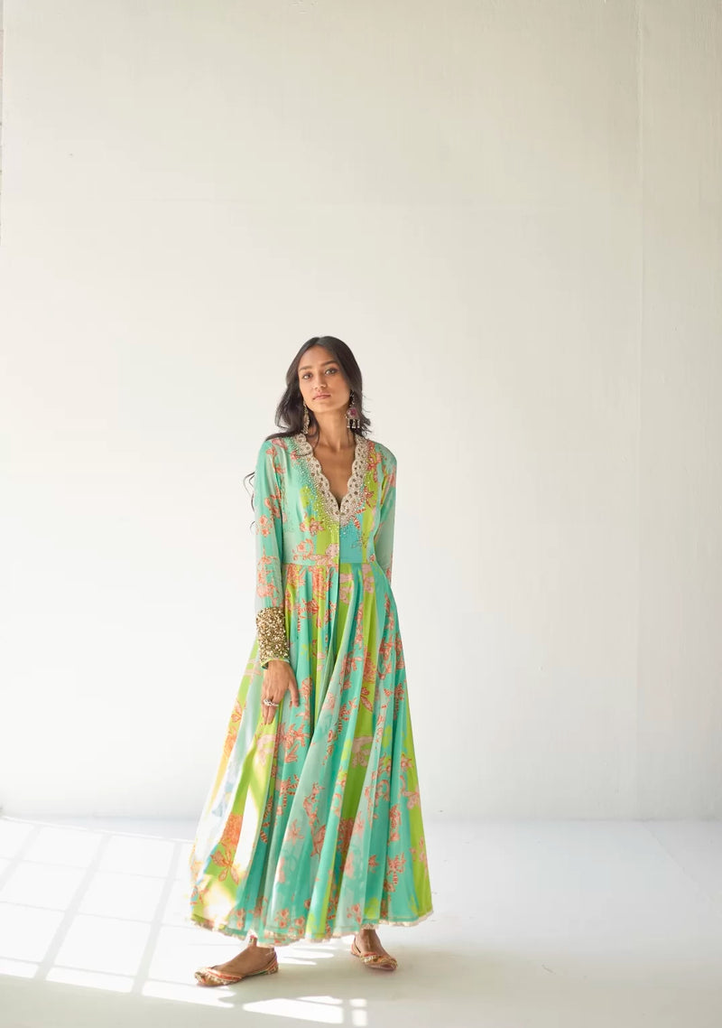 FEROZY ORCHID ANARKALI SET Kurta Sets by Rajiramniq for women in Singapore