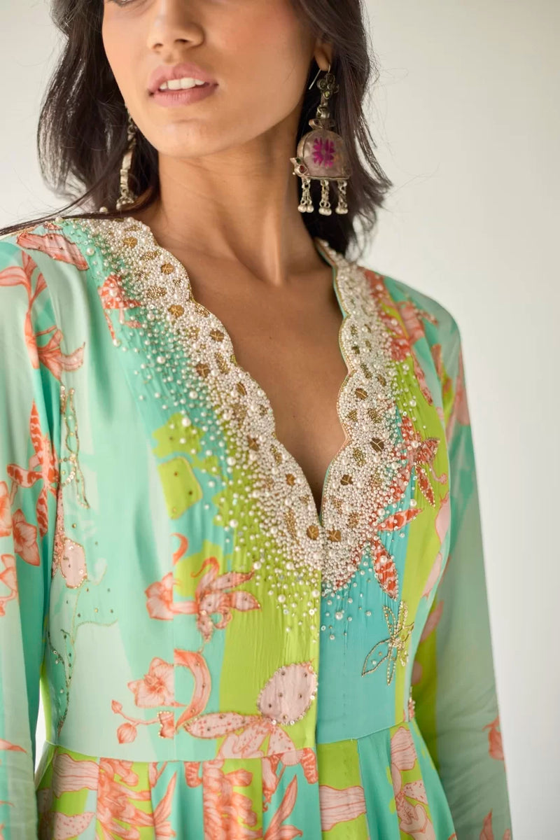 FEROZY ORCHID ANARKALI SET Kurta Sets by Rajiramniq for women in Singapore
