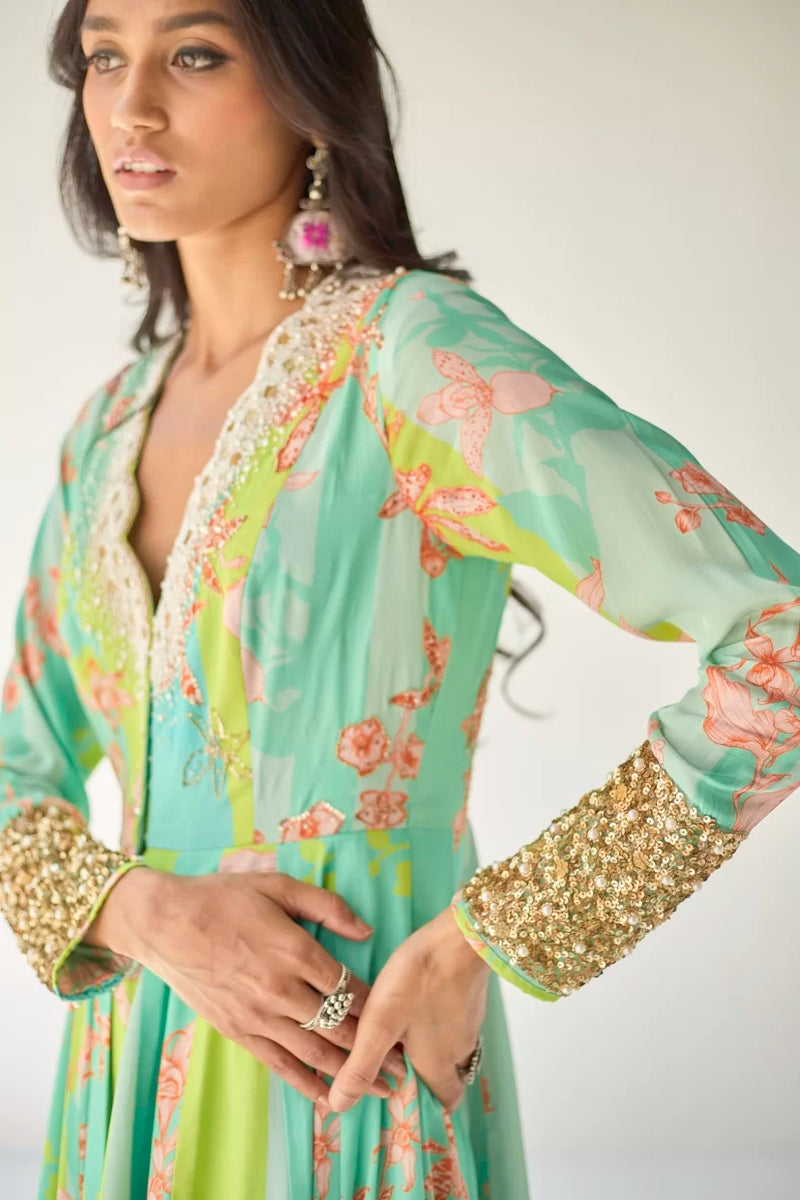 FEROZY ORCHID ANARKALI SET Kurta Sets by Rajiramniq for women in Singapore