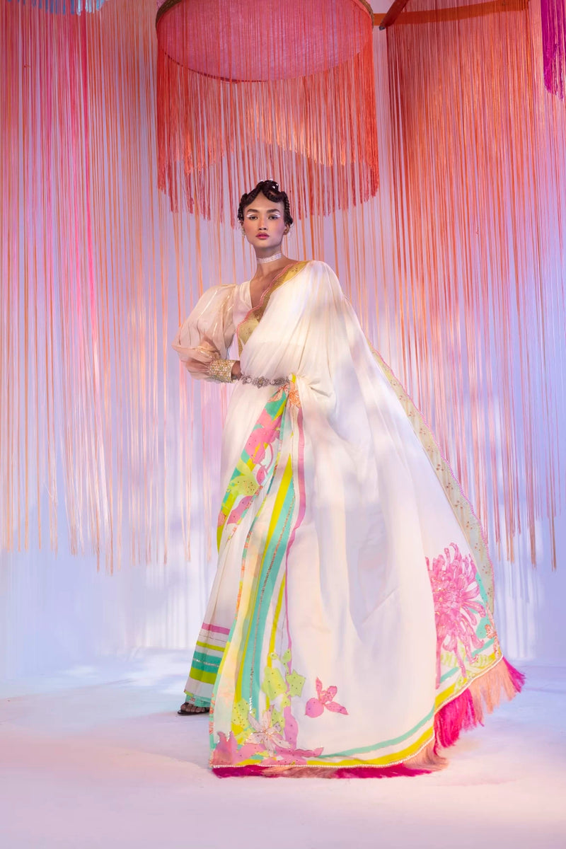 IVORY ORCHID SARI Sarees by Rajiramniq for women in Singapore