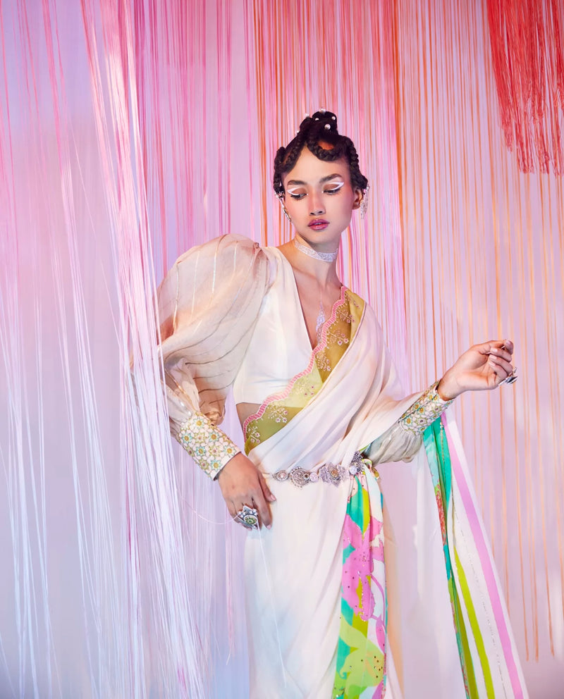 IVORY ORCHID SARI Sarees by Rajiramniq for women in Singapore