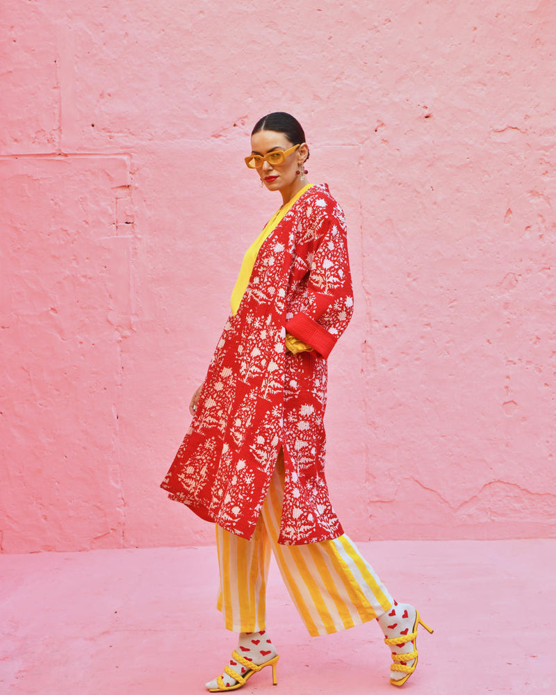 LAAL PARI Jackets & Overlays by TOKREE in red color for women in Singapore
