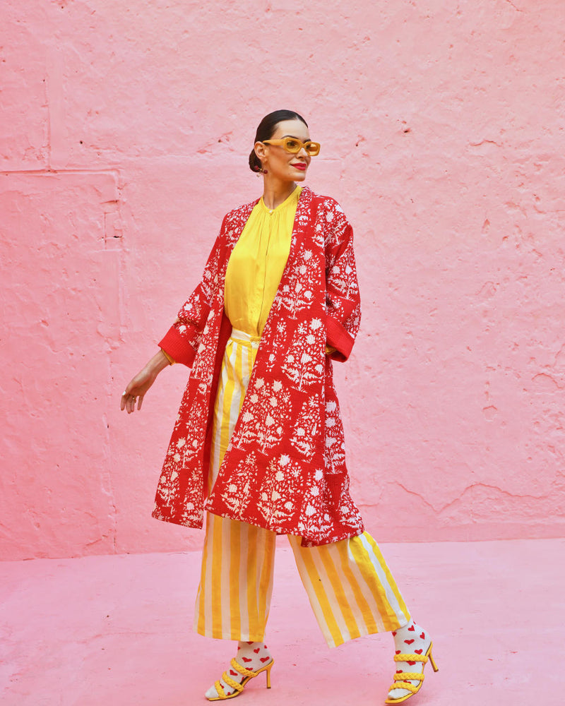 LAAL PARI Jackets & Overlays by TOKREE in red color for women in Singapore