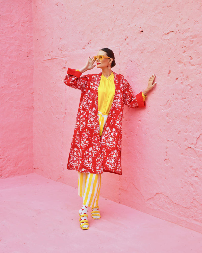 LAAL PARI Jackets & Overlays by TOKREE in red color for women in Singapore